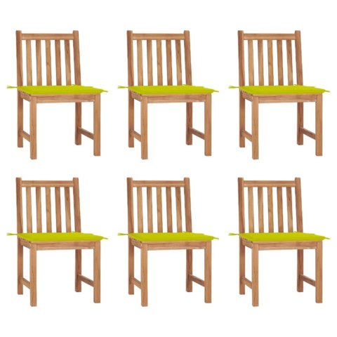 VidaXL Krzesła ogrodowe 6 szt., z poduszkami, lite drewno tekowe