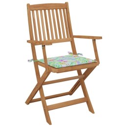 Składane krzesła ogrodowe z poduszkami, 4 szt., drewno akacjowe Lumarko!