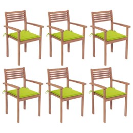 VidaXL Sztaplowane krzesła ogrodowe z poduszkami, 6 szt., tekowe
