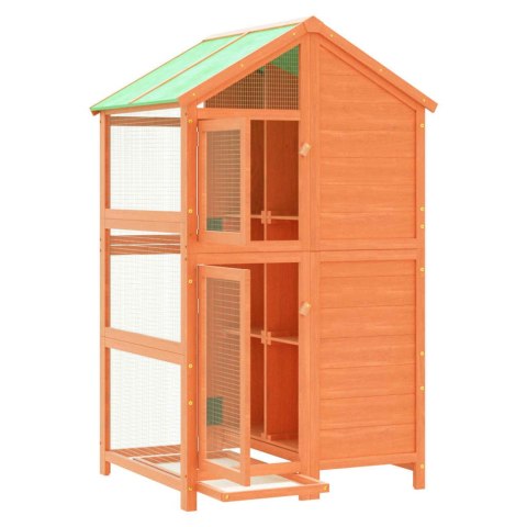 Klatka dla ptaków, brązowa, 97x81x152 cm, lite drewno sosnowe Lumarko!