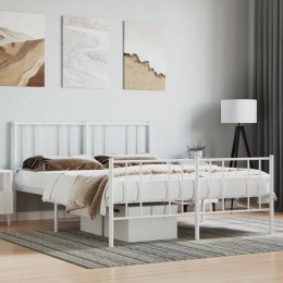 Metalowa rama łóżka z wezgłowiem i zanóżkiem, biała, 160x200 cm Lumarko!