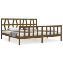 Rama łóżka z wezgłowiem, miodowy brąz, 200x200 cm, lite drewno Lumarko!
