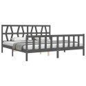 VidaXL Rama łóżka z wezgłowiem, szara, 200x200 cm, lite drewno