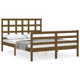 VidaXL Rama łóżka z zagłówkiem, brąz, 4FT, mała podwójna, lite drewno