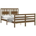 Rama łóżka z zagłówkiem, brąz, 4FT, mała podwójna, lite drewno Lumarko!