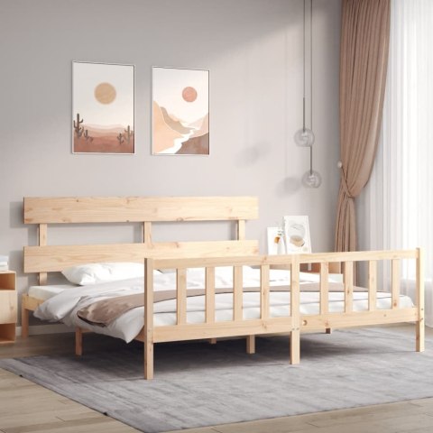 VidaXL Rama łóżka z wezgłowiem, 200x200 cm, lite drewno