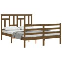 Rama łóżka z zagłówkiem, brąz, 4FT, mała podwójna, lite drewno Lumarko!