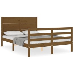 VidaXL Rama łóżka z zagłówkiem, brąz, 4FT, mała podwójna, lite drewno