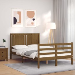 VidaXL Rama łóżka z zagłówkiem, brąz, 4FT, mała podwójna, lite drewno