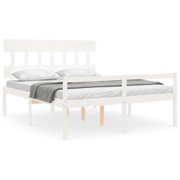 VidaXL Rama łóżka z wezgłowiem, biała, King Size, lite drewno