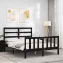 Rama łóżka z wezgłowiem, czarna, 120x200 cm, lite drewno Lumarko!