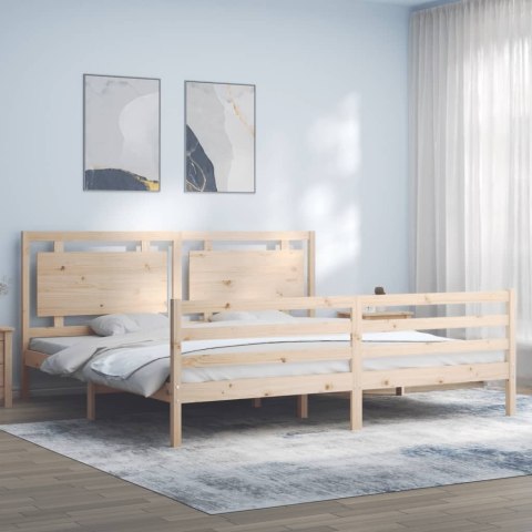 VidaXL Rama łóżka z wezgłowiem, 200x200 cm, lite drewno