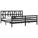 VidaXL Rama łóżka z wezgłowiem, czarna, 200x200 cm, lite drewno