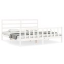 Rama łóżka z zagłówkiem, biała, 180x200 cm, drewniana Lumarko!