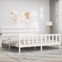 VidaXL Rama łóżka z zagłówkiem, biała, 180x200 cm, drewniana