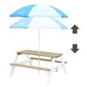 AXI Stół piknikowy Nick dla dzieci, z parasolem, brązowo-biały
