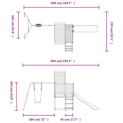 Domek ze zjeżdżalnią, drabinką i huśtawką, drewno daglezjowe Lumarko!