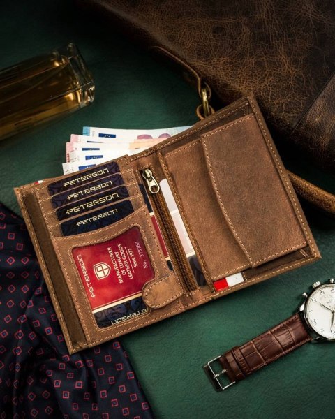 Skórzany portfel męski z motywem patriotycznym — Peterson Lumarko!