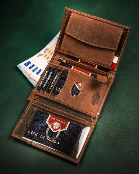 Skórzany portfel męski z motywem patriotycznym — Peterson Lumarko!