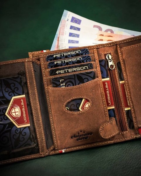 Skórzany portfel męski z motywem patriotycznym — Peterson Lumarko!
