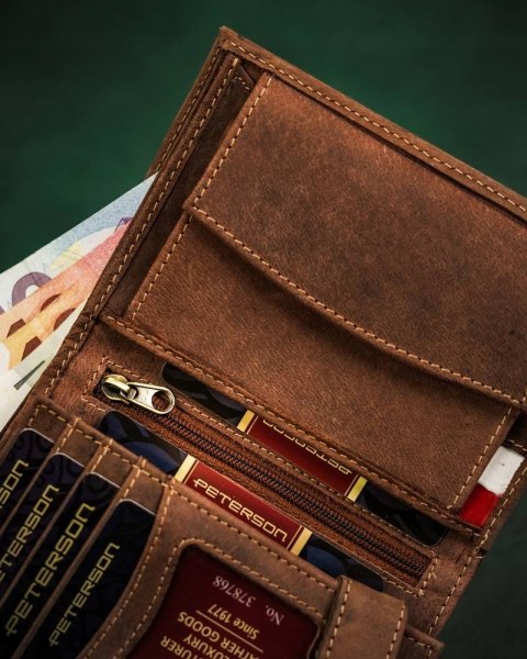 Skórzany portfel męski z motywem patriotycznym — Peterson Lumarko!
