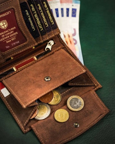 Skórzany portfel męski z motywem patriotycznym — Peterson Lumarko!