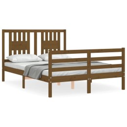 VidaXL Rama łóżka z zagłówkiem, brąz, 4FT, mała podwójna, lite drewno