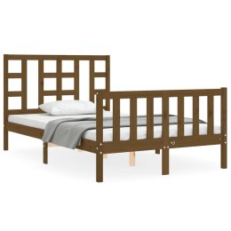 VidaXL Rama łóżka z zagłówkiem, brąz, 4FT, mała podwójna, lite drewno