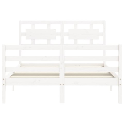 VidaXL Rama łóżka z wezgłowiem, biała, 120x200 cm, lite drewno