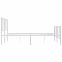 VidaXL Metalowa rama łóżka z wezgłowiem i zanóżkiem, biała, 193x203 cm