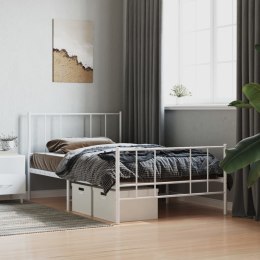 Metalowa rama łóżka z wezgłowiem i zanóżkiem, biała, 90x190 cm Lumarko!