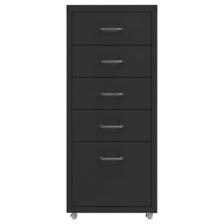 Mobilna szafka kartotekowa, czarna, 28x41x69 cm, metalowa Lumarko!