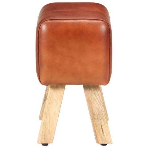 VidaXL Kozioł gimnastyczny, brązowy, skóra naturalna i drewno mango