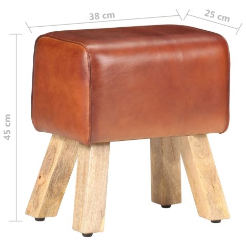 VidaXL Kozioł gimnastyczny, brązowy, skóra naturalna i drewno mango