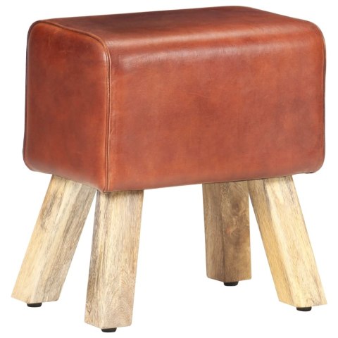 VidaXL Kozioł gimnastyczny, brązowy, skóra naturalna i drewno mango