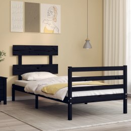 VidaXL Rama łóżka z wezgłowiem, czarna, 100x200 cm, lite drewno