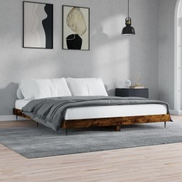 VidaXL Rama łóżka, przydymiony dąb, 200x200cm, materiał drewnopochodny