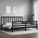 Rama łóżka z wezgłowiem, czarna, 200x200 cm, lite drewno Lumarko!