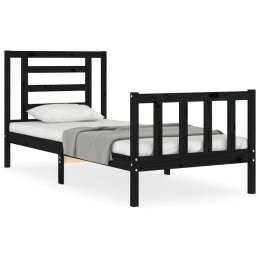 VidaXL Rama łóżka z wezgłowiem, czarna, 100x200 cm, lite drewno