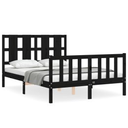 VidaXL Rama łóżka z wezgłowiem, czarna, 140x200 cm, lite drewno