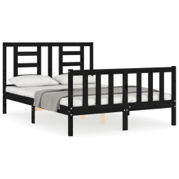 VidaXL Rama łóżka z wezgłowiem, czarna, 140x200 cm, lite drewno