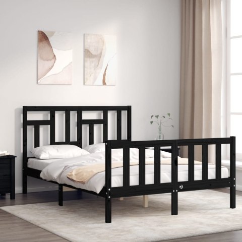 VidaXL Rama łóżka z wezgłowiem, czarna, 4FT, mała podwójna lite drewno