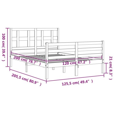 Rama łóżka z wezgłowiem, biała, 120x200 cm, lite drewno Lumarko!
