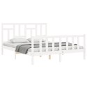 VidaXL Rama łóżka z zagłówkiem, biała, 160x200 cm, lite drewno
