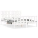 VidaXL Rama łóżka z zagłówkiem, biała, 160x200 cm, lite drewno