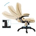 Krzesło biurowe z masażem, kremowe, sztuczna skóra Lumarko!