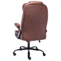 Masujące krzesło biurowe, jasnobrązowe, obite prawdziwą skórą Lumarko!