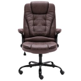 VidaXL Krzesło biurowe, ciemnobrązowe, obite prawdziwą skórą