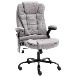 VidaXL Masujące krzesło biurowe, jasnoszare, obite prawdziwą skórą