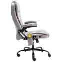 Masujące krzesło biurowe, jasnoszare, obite prawdziwą skórą Lumarko!
